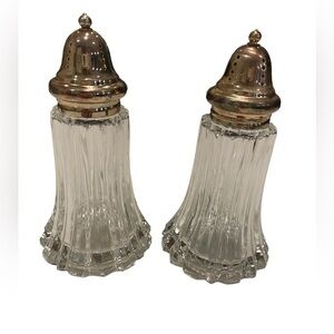 F.B. Rogers Silver Company Crystal Salt & Pepper Shakers Japan Vintage MCM